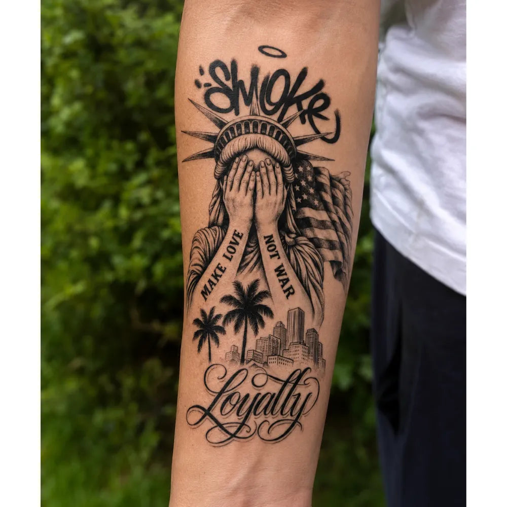 SafeTatt — Smoke Loyalty · fotografie tetování na kůži