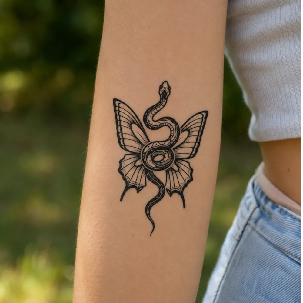 SafeTatt — Serpent Butterfly · fotografie tetování na kůži