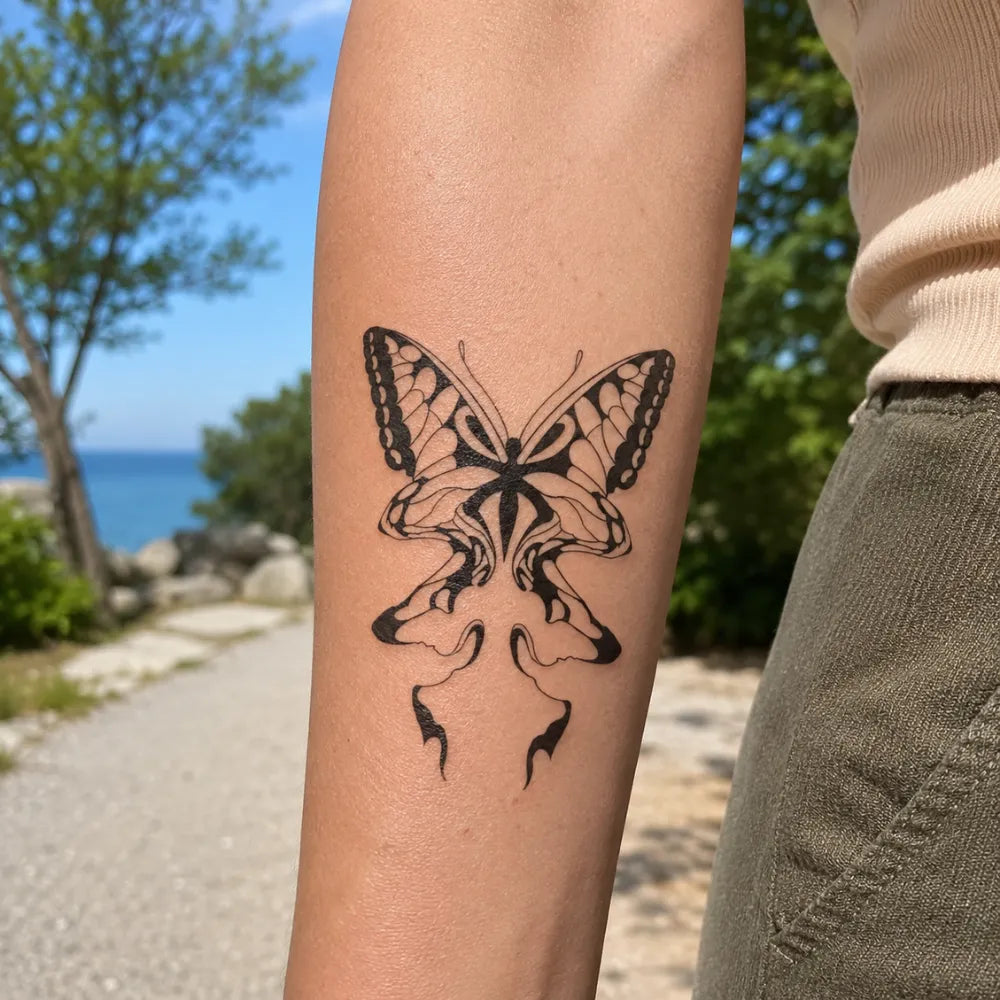 SafeTatt — Mirror Butterfly · fotografie tetování na kůži