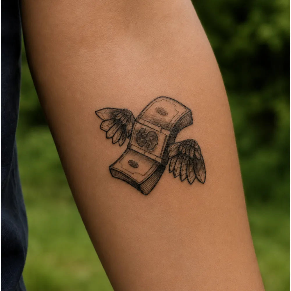 SafeTatt — Money Flies · fotografie tetování na kůži