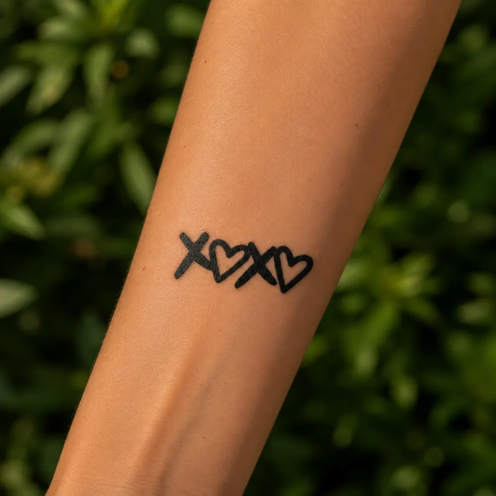 SafeTatt — XOXO Hearts · fotografie tetování na kůži