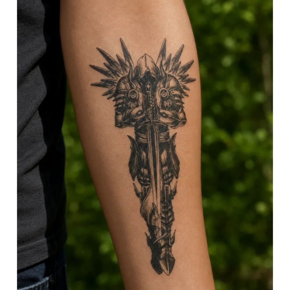 SafeTatt — Knight's Oath · fotografie tetování na kůži
