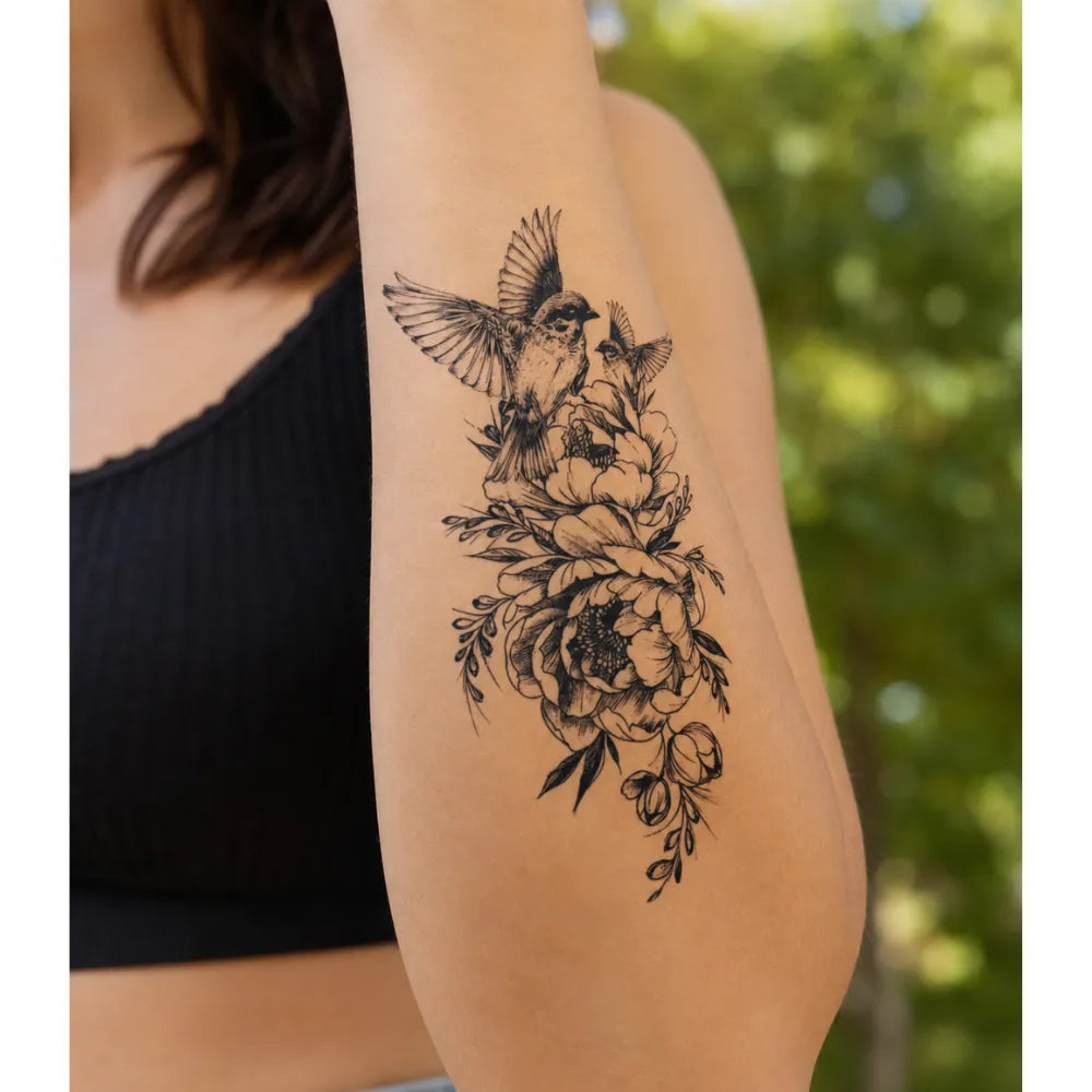 SafeTatt — Floral Flight · fotografie tetování na kůži