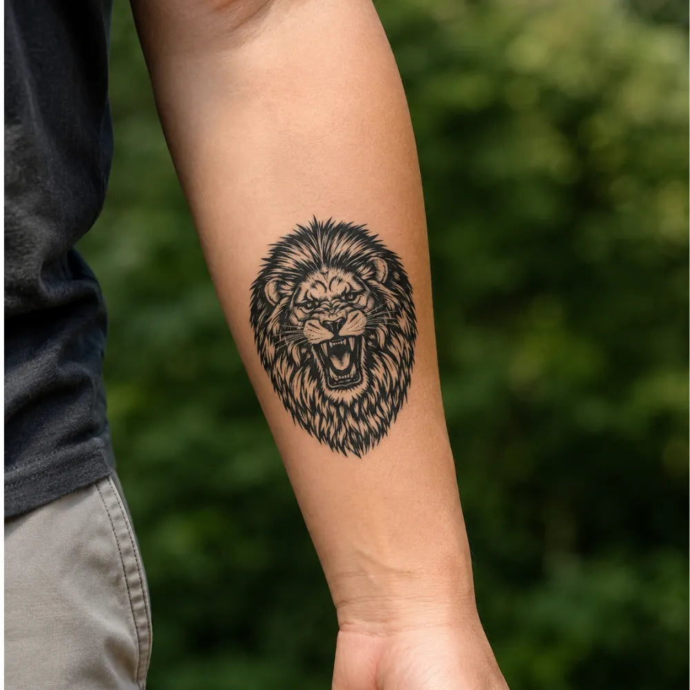 SafeTatt — Roaring Lion · fotografie tetování na kůži